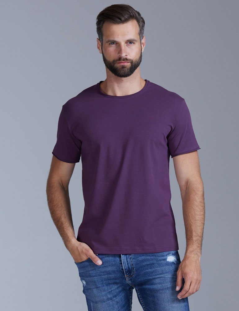 T-shirt with untreated edges, vendor code: 1012-18, color: Plum