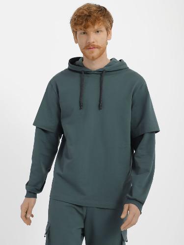 Hoodie with double sleeves Color: Spruce