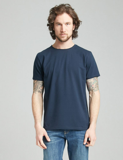 T-shirt with untreated edges, vendor code: 1012-18, color: Dark blue