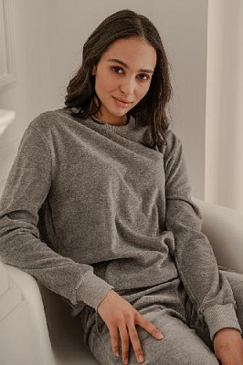 Sweatshirt in velour color: Light gray