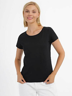 T-shirt with round collar color: Black