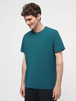T-shirt with untreated edges color: Dark turquoise