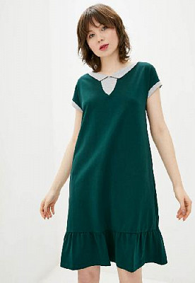 Dress with decorative inserts color: Dark green