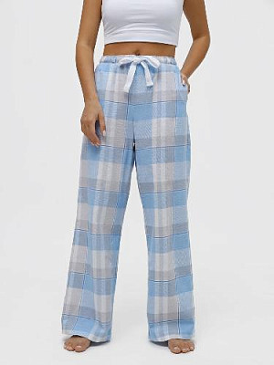 Plaid home pants (flannel) color: Blue