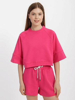Cropped sweatshirt color: Bright pink