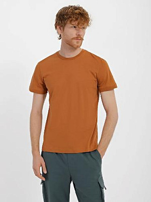 T-shirt color: Brick