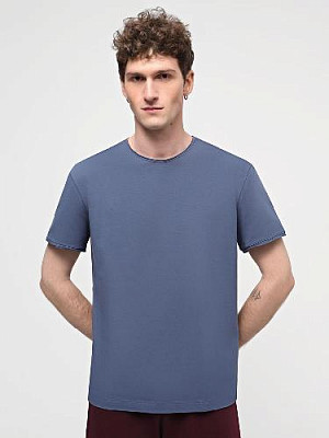 T-shirt with untreated edges color: Blue-gray