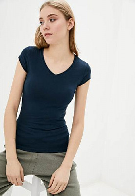T-shirt with untreated edges color: Dark blue