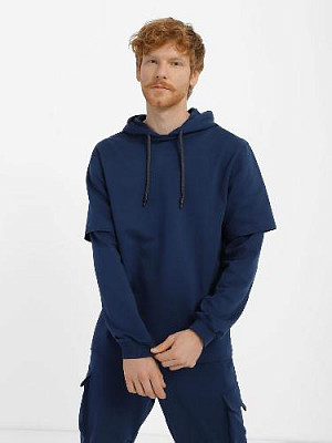 Hoodie with double sleeves color: Blue
