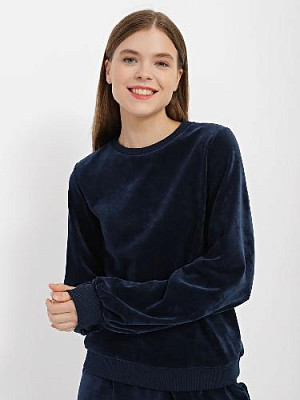 Velor sweatshirt with voluminous sleeves color: Dark blue