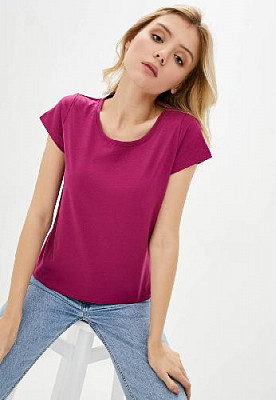 T-shirt with round collar color: Fuchsia
