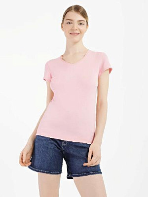 T-shirt with untreated edges color: Light pink