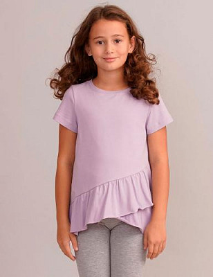 T-shirt with asymmetrical bottom color: Lilac