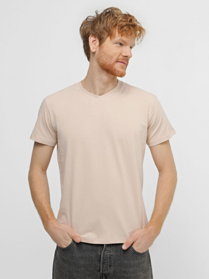 V-neck T-shirt, vendor code: 1912-06, color: Beige