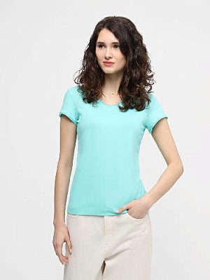 T-shirt with untreated edges color: Turquoise