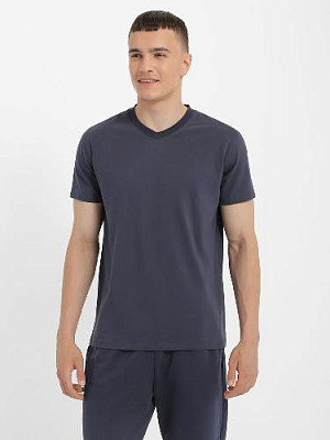 V-neck T-shirt color: Steel blue