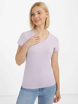 T-shirt with untreated edges color: Light lilac