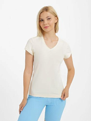 T-shirt with untreated edges color: Milk