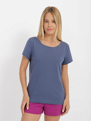 T-shirt with round collar color: Blue-gray