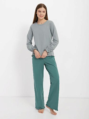 Pajamas, jacket with trousers color: Sage / Wormwood