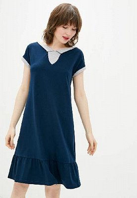 Платье с декоративными вставками цвет: Темно-синий