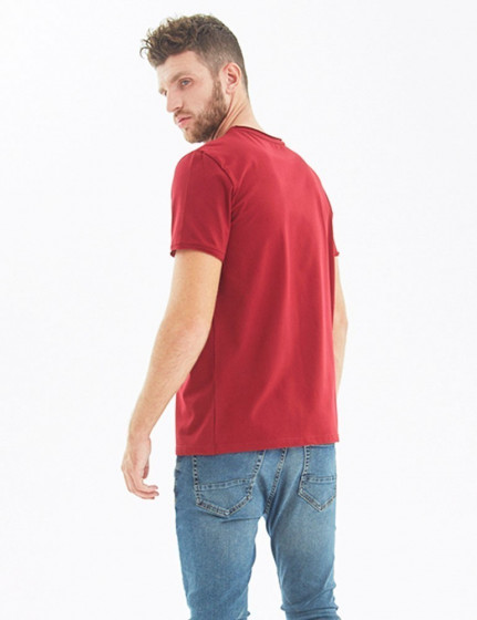 T-shirt with untreated edges, vendor code: 1012-18, color: Burgundy