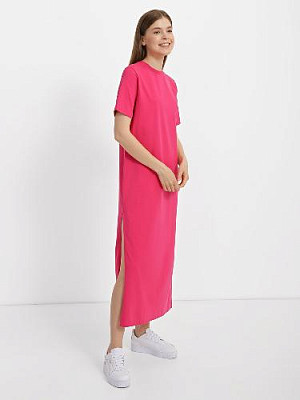 Dress with a slit color: Bright pink