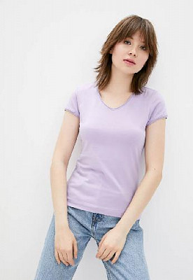 T-shirt with untreated edges color: Lilac
