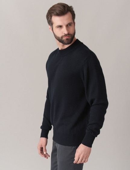 Knitted sweater, vendor code: 1026-03-B, color: Dark blue