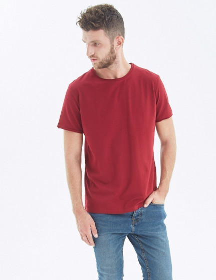 T-shirt with untreated edges, vendor code: 1012-18, color: Burgundy
