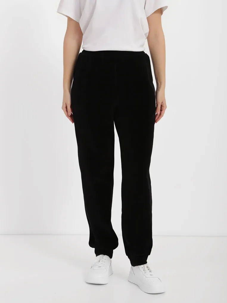 Velor pants with cuffs