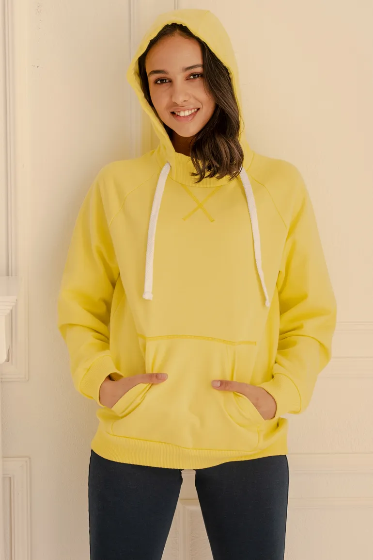 Lace Up Neck Tie Hoodie