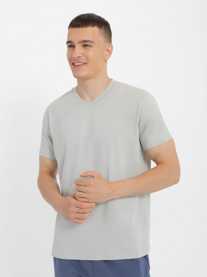V-neck T-shirt, vendor code: 1912-06, color: Light gray