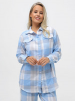 Піжамна сорочка в клітинку, арт: 2053-01, колір: Блакитний