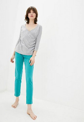 Піжама, кофта з брюками Колір: Меланж / Бірюзовий