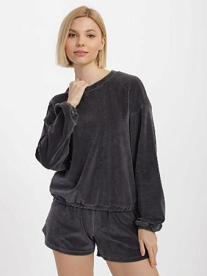 Sweatshirt in velour color: Grey